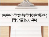 南宁小学贵族学校有哪些(南宁贵族小学)