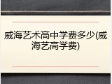 威海艺术高中学费多少(威海艺高学费)