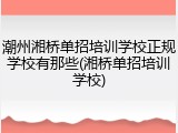 潮州湘桥单招培训学校正规学校有那些(湘桥单招培训学校)