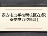 泰安电力学校新校区在哪(泰安电力校新址)