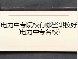 电力中专院校有哪些职校好(电力中专名校)