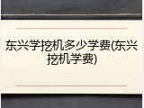 东兴学挖机多少学费(东兴挖机学费)