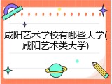 咸阳艺术学校有哪些大学(咸阳艺术类大学)