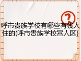 呼市贵族学校有哪些有钱人住的(呼市贵族学校富人区)