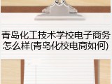 青岛化工技术学校电子商务怎么样(青岛化校电商如何)