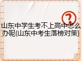 山东中学生考不上高中怎么办呢(山东中考生落榜对策)