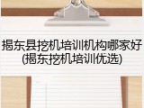 揭东县挖机培训机构哪家好(揭东挖机培训优选)