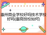 惠州商业学校好吗技术学校好吗(惠商技校如何)