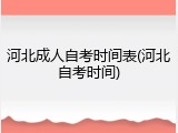 河北成人自考时间表(河北自考时间)