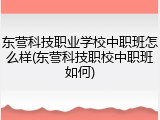 东营科技职业学校中职班怎么样(东营科技职校中职班如何)