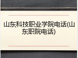 山东科技职业学院电话(山东职院电话)