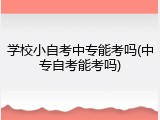 学校小自考中专能考吗(中专自考能考吗)