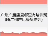广州产后康复哪里有培训班啊(广州产后康复培训)