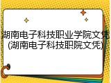 湖南电子科技职业学院文凭(湖南电子科技职院文凭)