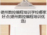 德州数控编程培训学校哪家好点(德州数控编程培训优选)