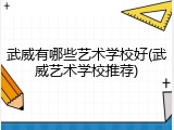 武威有哪些艺术学校好(武威艺术学校推荐)