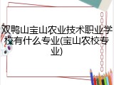双鸭山宝山农业技术职业学校有什么专业(宝山农校专业)