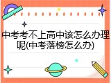 中考考不上高中该怎么办理呢(中考落榜怎么办)