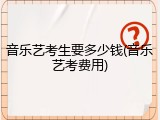 音乐艺考生要多少钱(音乐艺考费用)