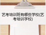 艺考培训班有哪些学校(艺考培训学校)