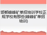 邯郸峰峰矿单招培训学校正规学校有那些(峰峰矿单招培训)