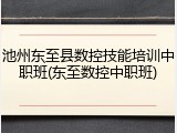 池州东至县数控技能培训中职班(东至数控中职班)