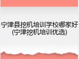 宁津县挖机培训学校哪家好(宁津挖机培训优选)