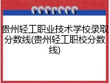 贵州轻工职业技术学校录取分数线(贵州轻工职校分数线)