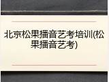 北京松果播音艺考培训(松果播音艺考)