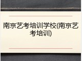 南京艺考培训学校(南京艺考培训)