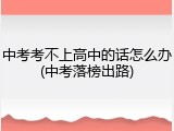 中考考不上高中的话怎么办(中考落榜出路)