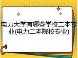 电力大学有哪些学校二本专业(电力二本院校专业)