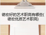 德宏好的艺术职高有哪些(德宏优质艺术职高)