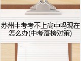 苏州中考考不上高中吗现在怎么办(中考落榜对策)