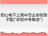 担心考不上高中怎么安慰孩子呢("安慰中考焦虑")