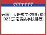 云南十大贵族学校排行榜2023(云南贵族学校排行)