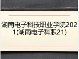 湖南电子科技职业学院2021(湖南电子科职21)