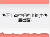 考不上高中好的出路(中考后出路)