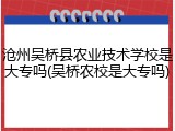 沧州吴桥县农业技术学校是大专吗(吴桥农校是大专吗)