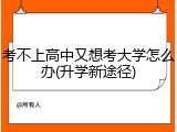 考不上高中又想考大学怎么办(升学新途径)