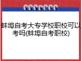 蚌埠自考大专学校职校可以考吗(蚌埠自考职校)