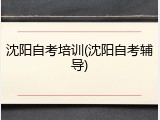 沈阳自考培训(沈阳自考辅导)