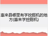 惠来县哪里有学挖掘机的地方(惠来学挖掘机)
