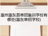 惠州惠东县单招集训学校有哪些(惠东单招学校)