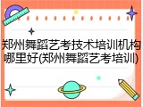 郑州舞蹈艺考技术培训机构哪里好(郑州舞蹈艺考培训)