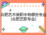 合肥艺术类职中有哪些专业(合肥艺职专业)