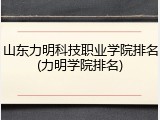 山东力明科技职业学院排名(力明学院排名)