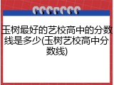 玉树最好的艺校高中的分数线是多少(玉树艺校高中分数线)