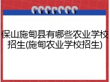 保山施甸县有哪些农业学校招生(施甸农业学校招生)