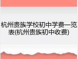 杭州贵族学校初中学费一览表(杭州贵族初中收费)